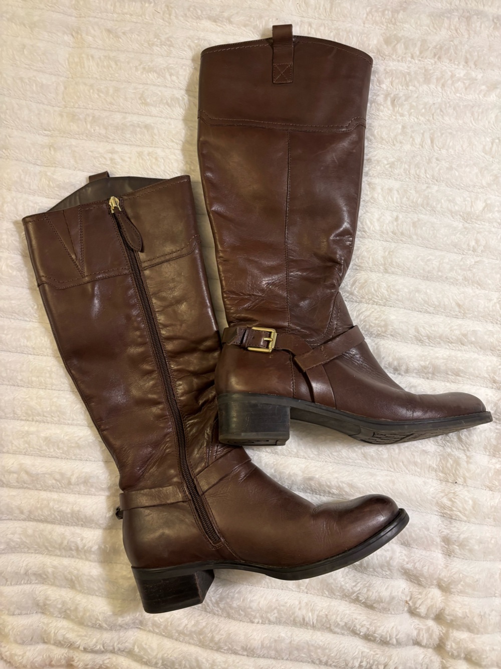 Franco Sarto Brown Leather Knee-High Riding Boots